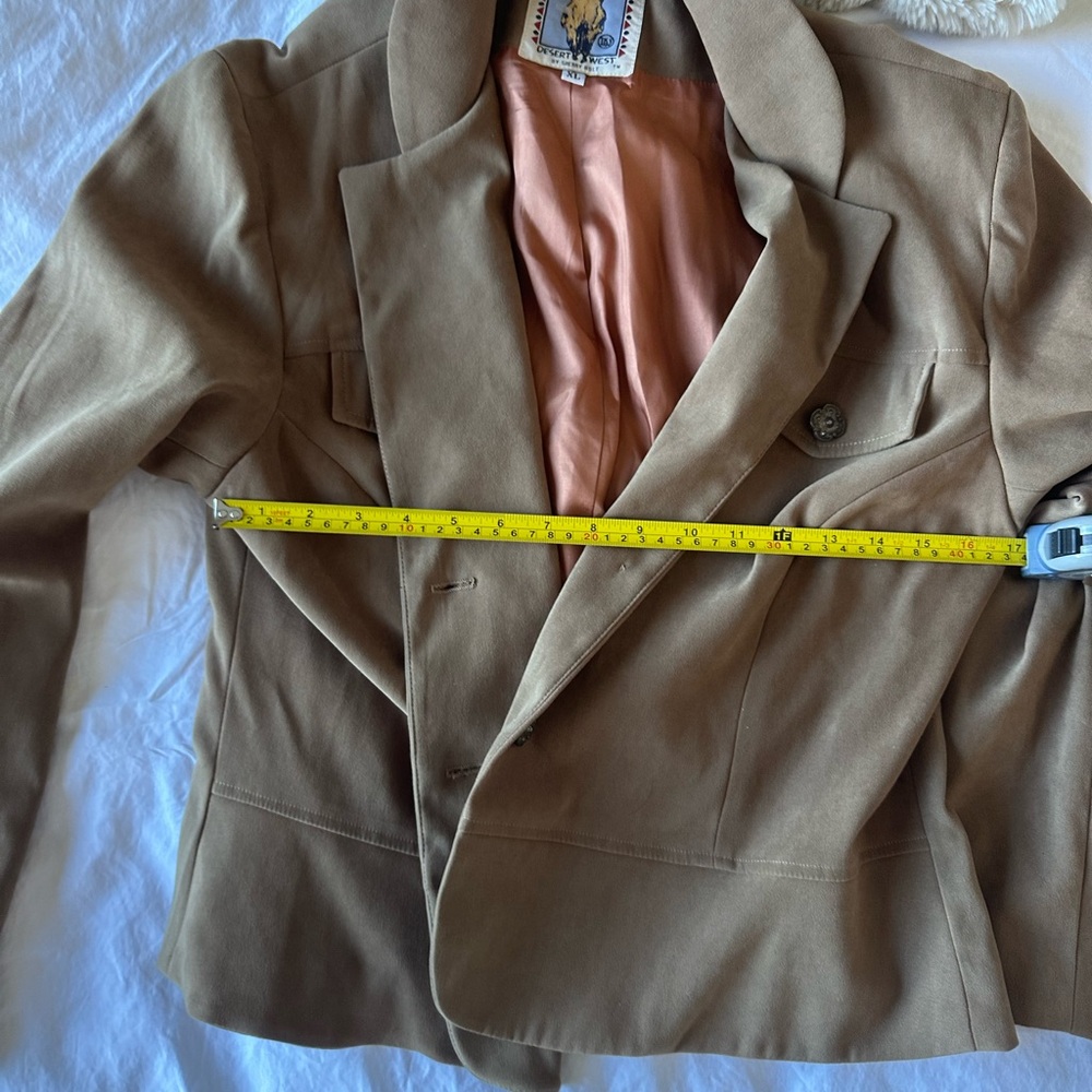 Vintage Desert West Women's Western Suede Summer Tan Blazer Festival Jacket - Picture 4 of 4